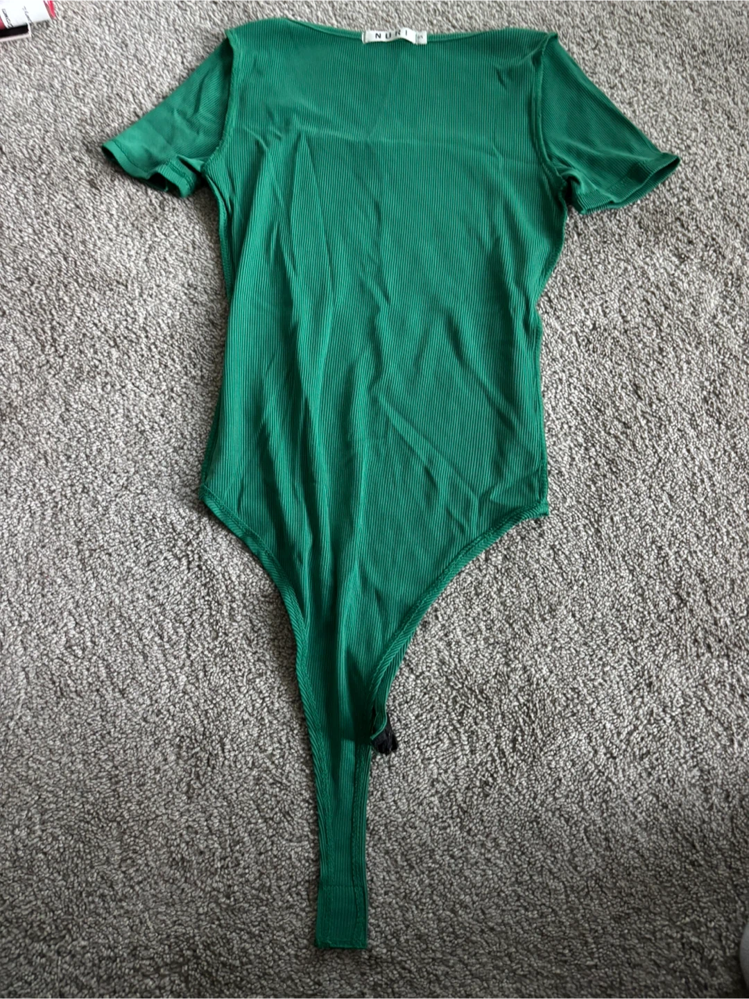 NURI Green Ribbed Square Neck Bodysuit - Size S - photo 2