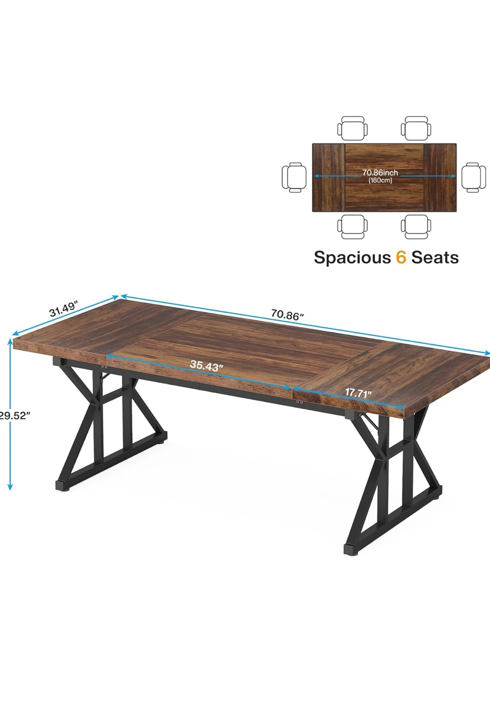 Wooden Desk with Black Metal Legs - photo 2