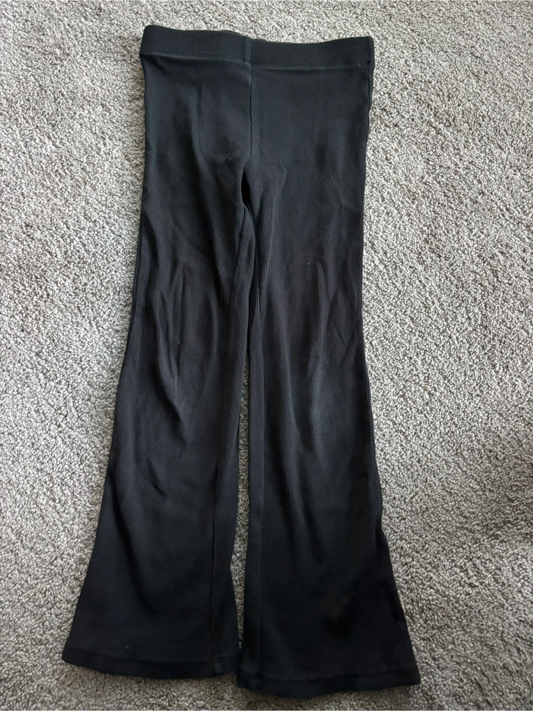 Black Ribbed Flare Pants - Size M