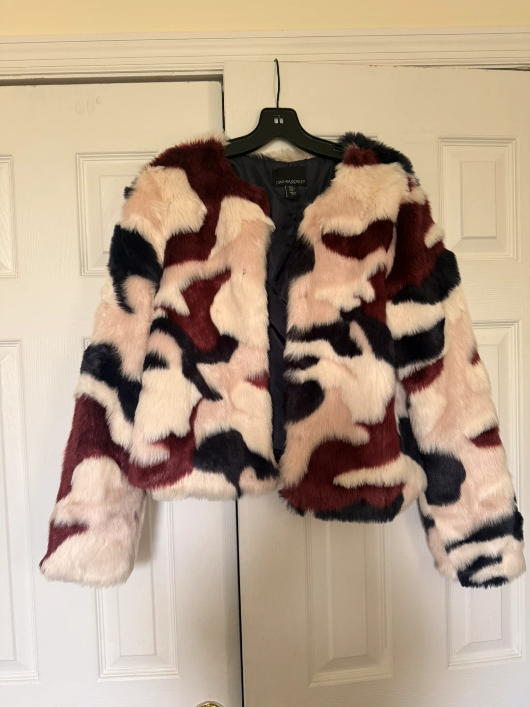 French Connection Faux Fur Camo Jacket