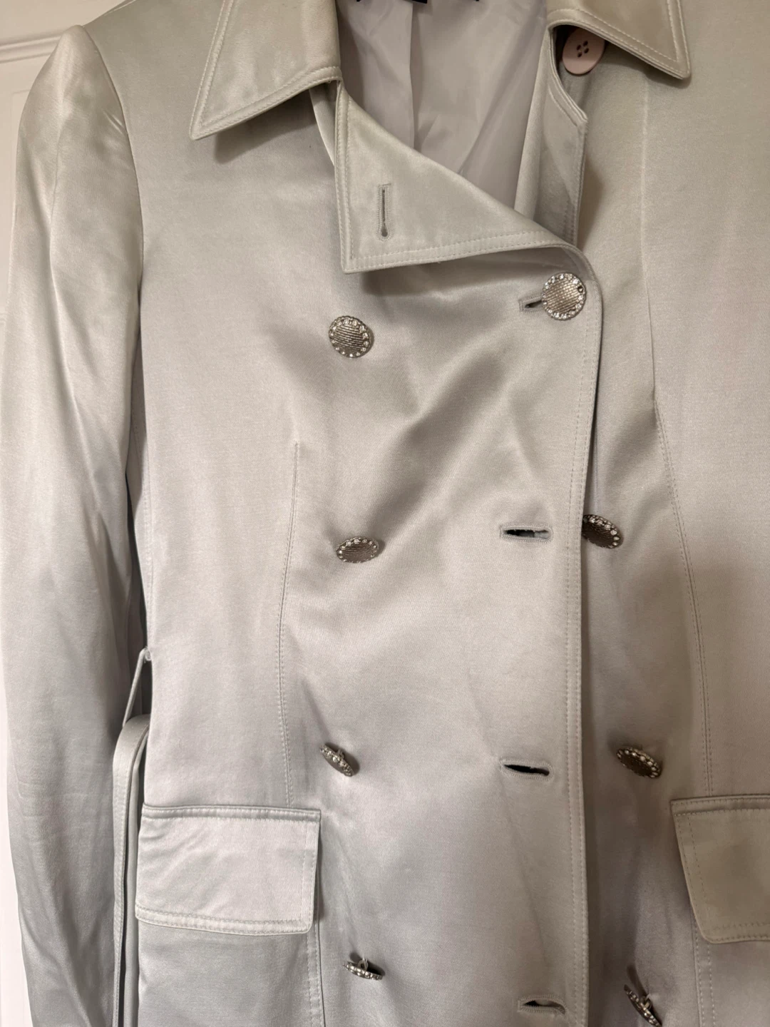 Anne Klein Women's Silver Double-Breasted Trench Coat - photo 2