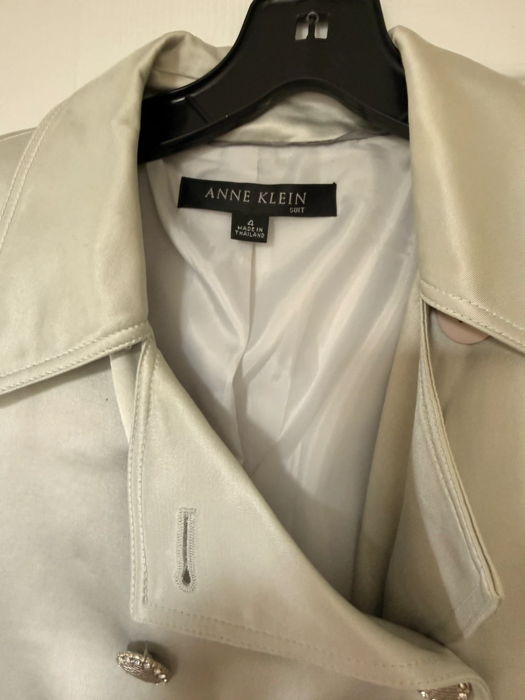 Anne Klein Women's Silver Double-Breasted Trench Coat - photo 4