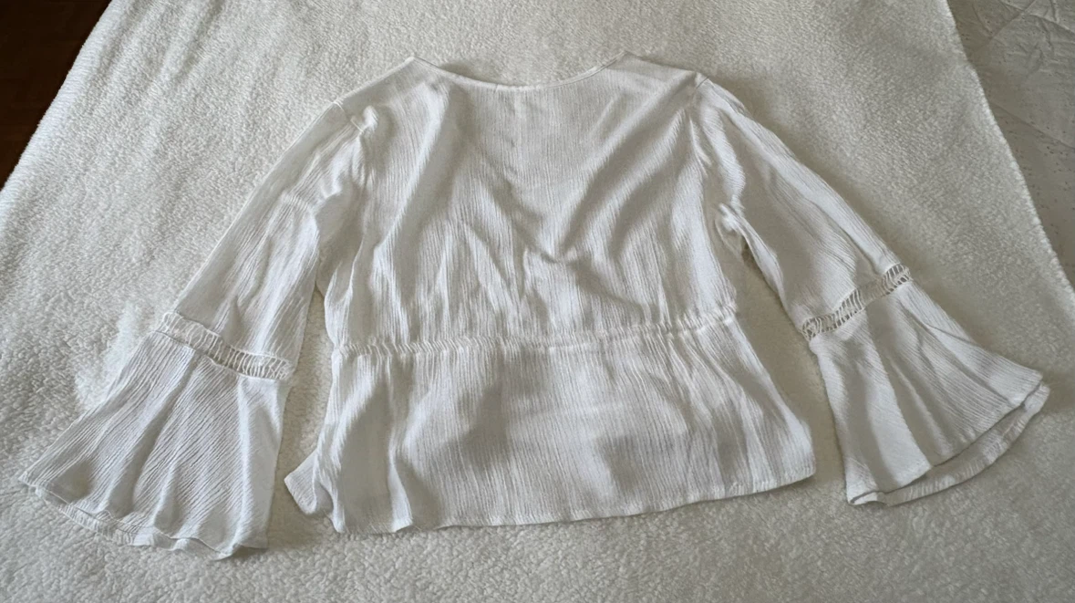 White Bell Sleeve Blouse - Large - photo 2
