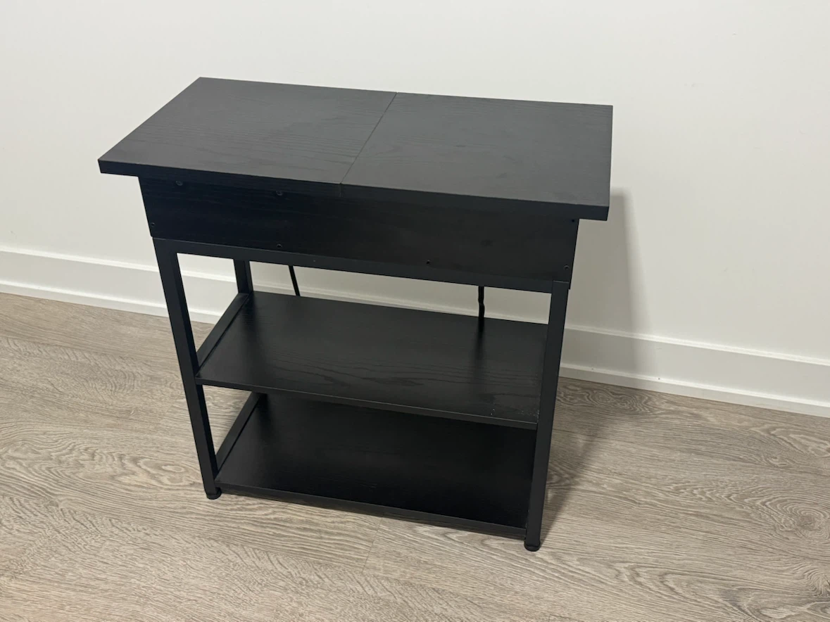 Black Side Table with Power Outlet - MOVING SALE