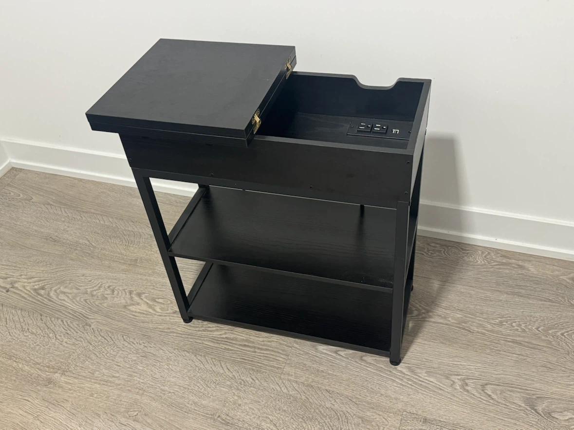 Black Side Table with Power Outlet - MOVING SALE - photo 2