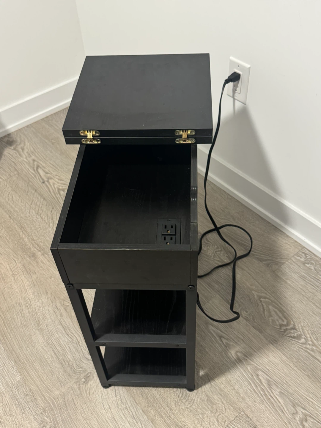 Black Side Table with Power Outlet - MOVING SALE - photo 3