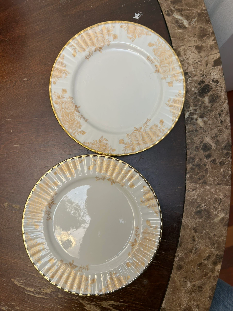 2 Aynsley Old Country Roses Plates Gold Trim
