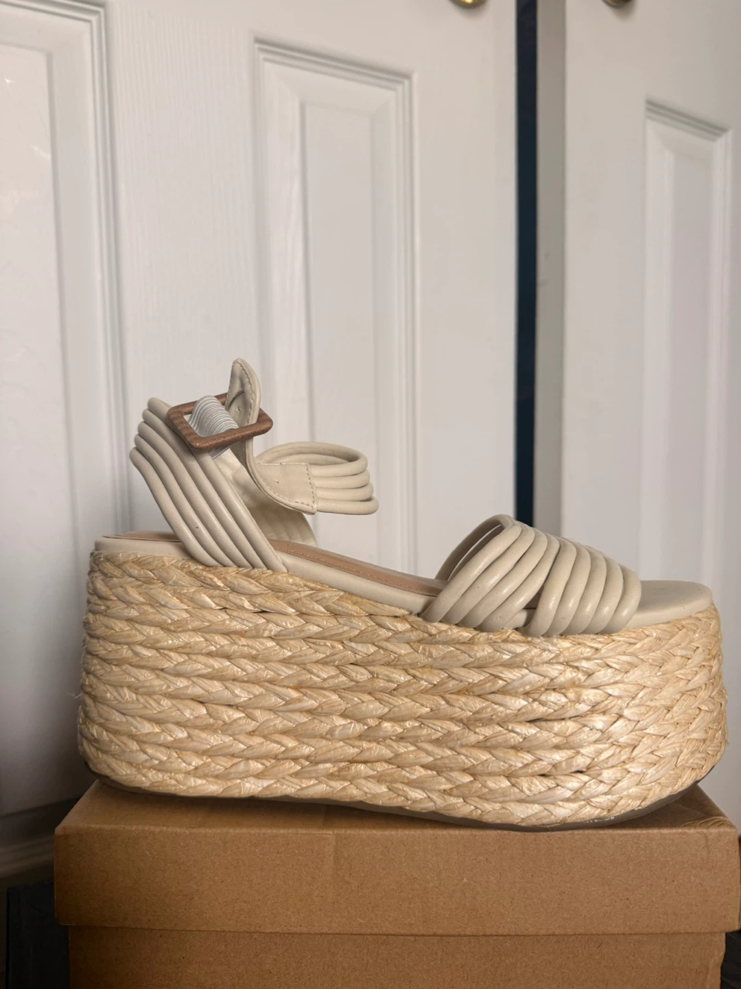 Cream Platform Espadrille Sandals