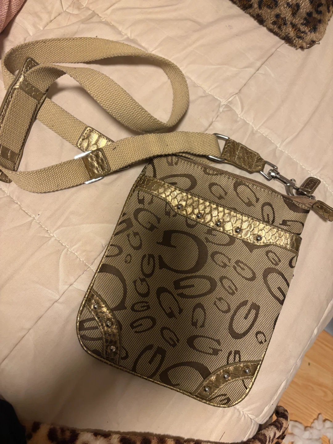 Carlo G Brown Monogram Crossbody Bag