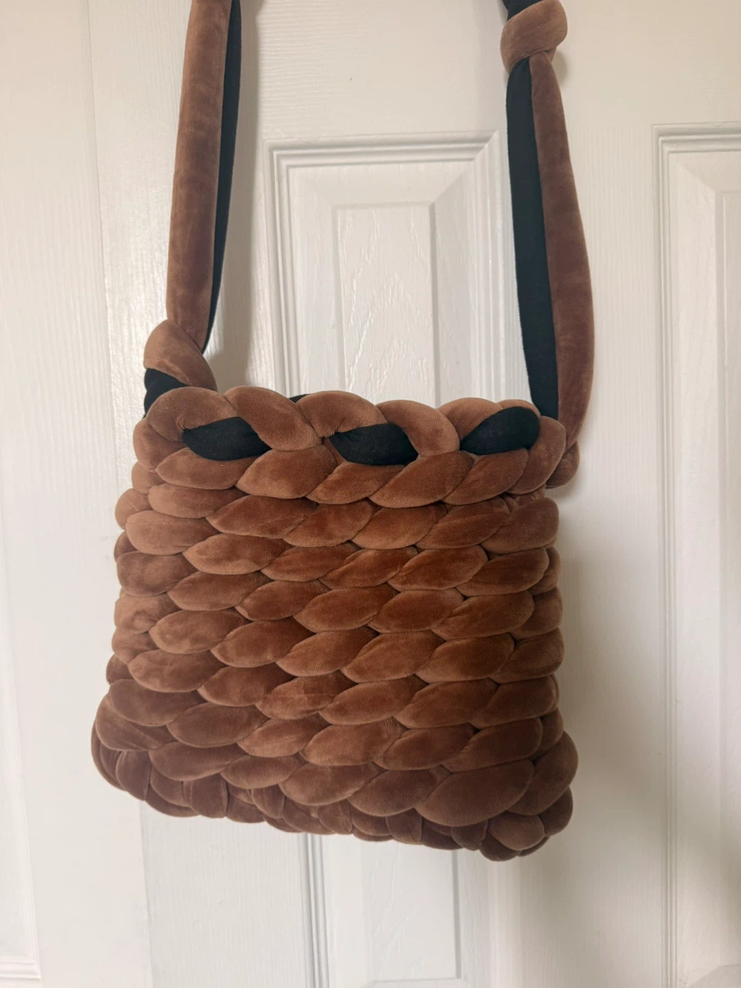 Brown Velvet Braided Crossbody Bag - photo 2