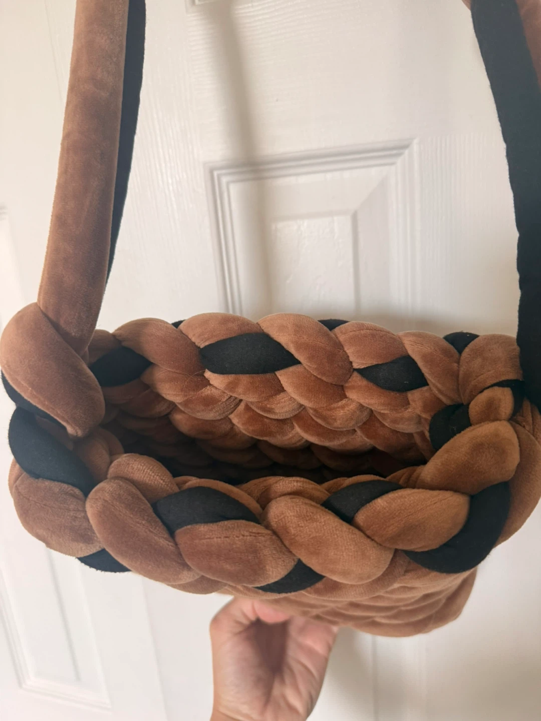 Brown Velvet Braided Crossbody Bag - photo 3