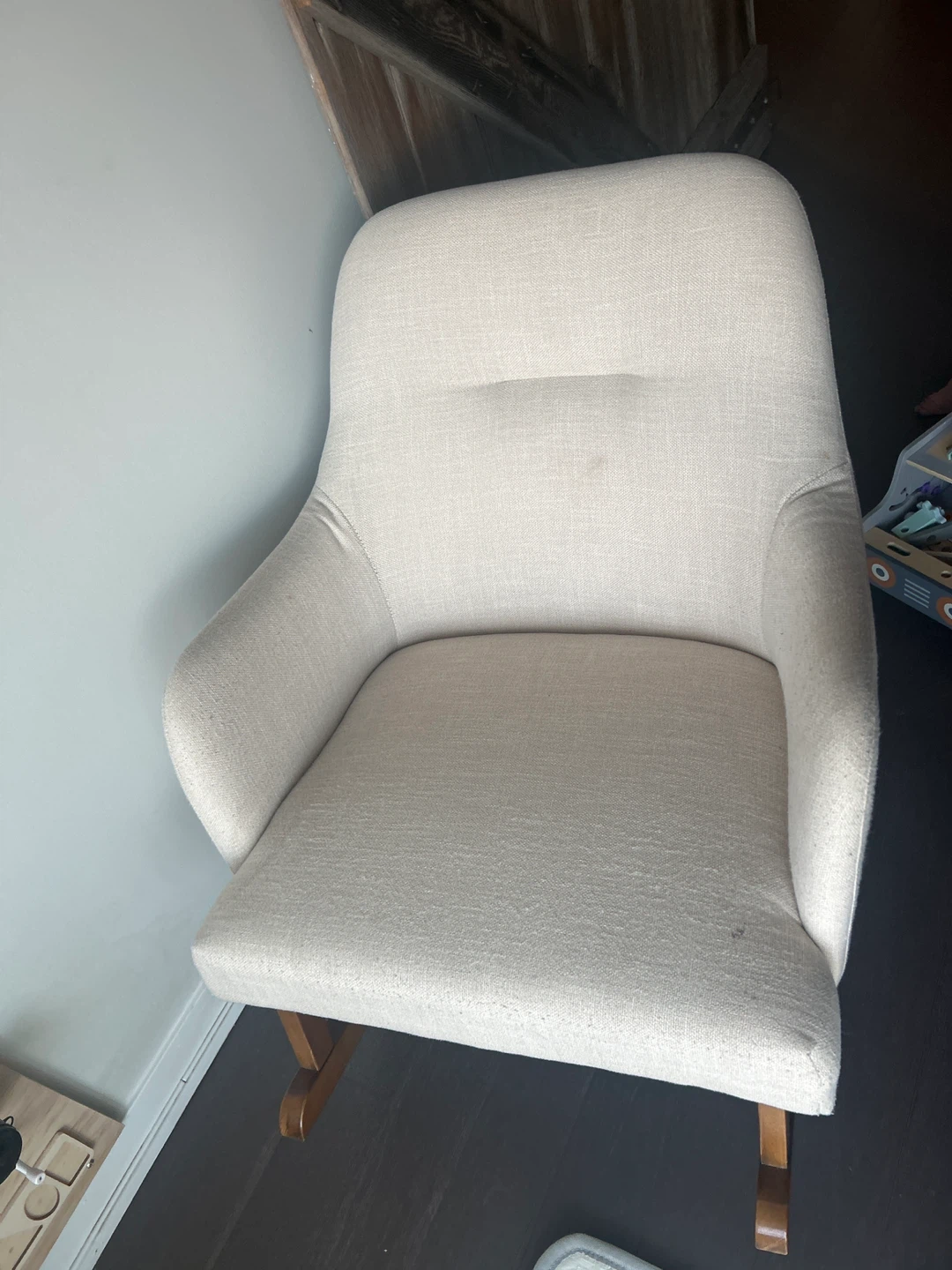 Cream Upholstered Rocking Chair