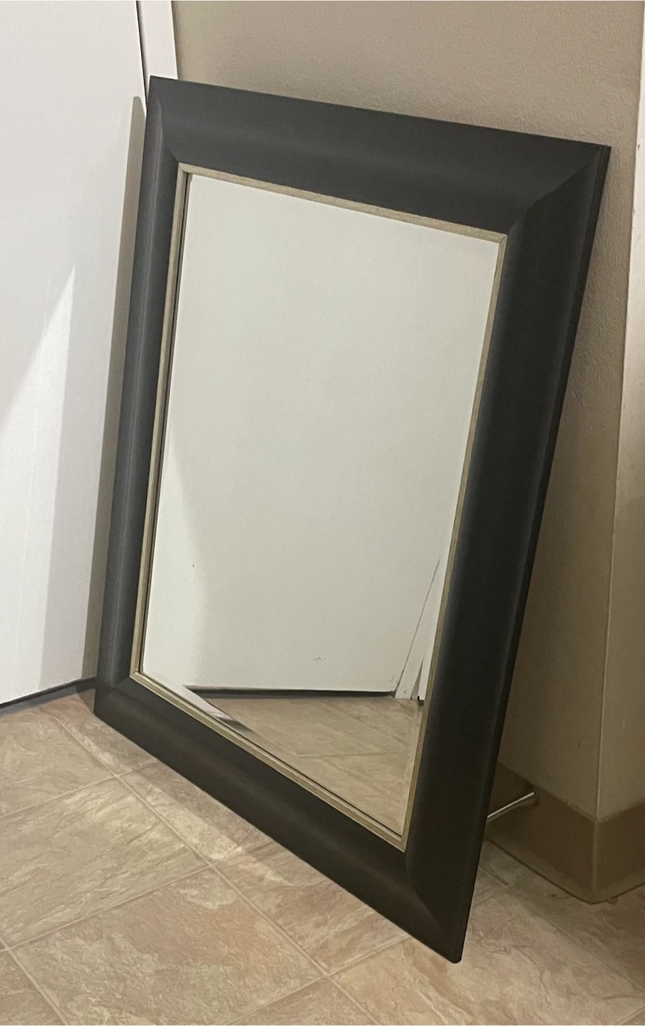 🌱 Large Black Wood Framed Wall Mirror