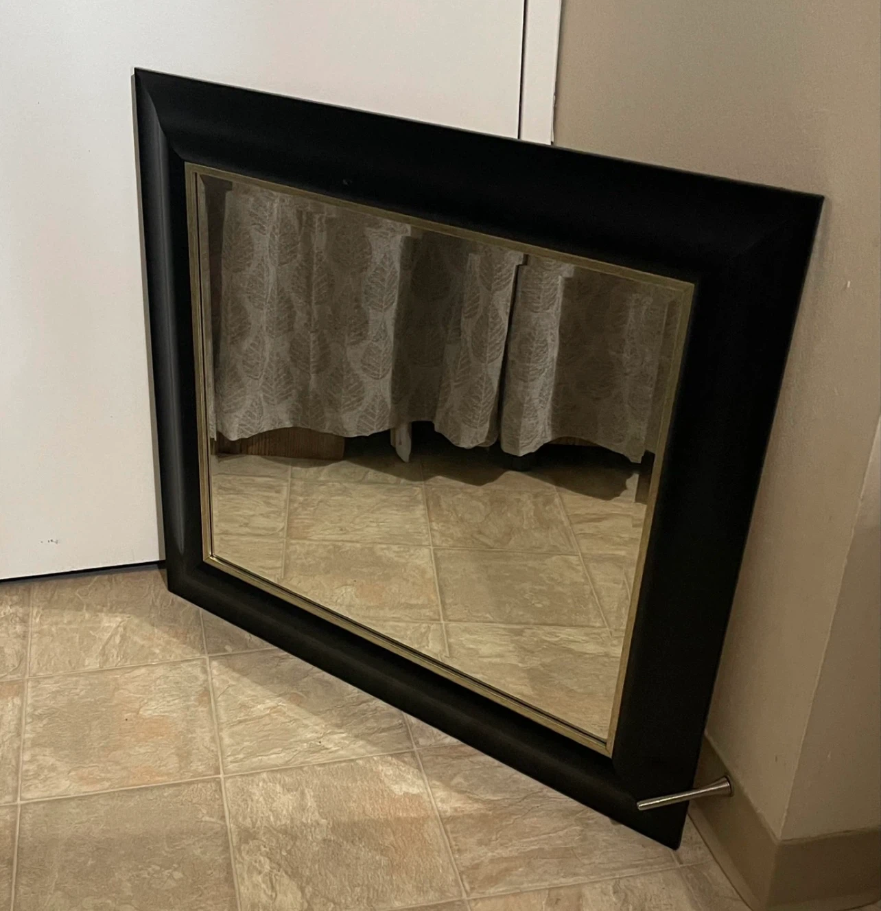 🌱 Large Black Wood Framed Wall Mirror - photo 4