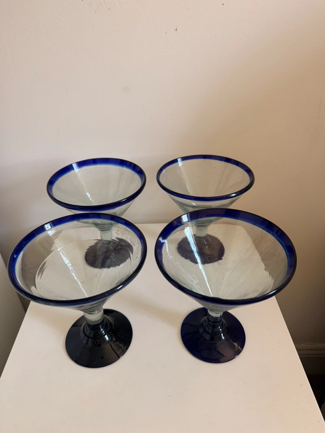 Set of 4 Blue Rim Margarita Glasses - photo 2