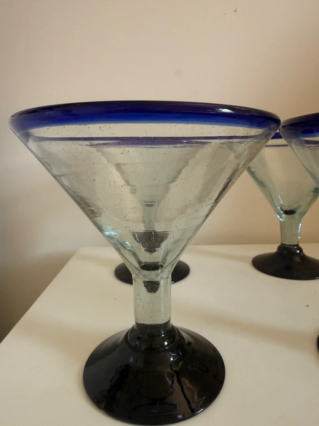 Set of 4 Blue Rim Margarita Glasses - photo 3