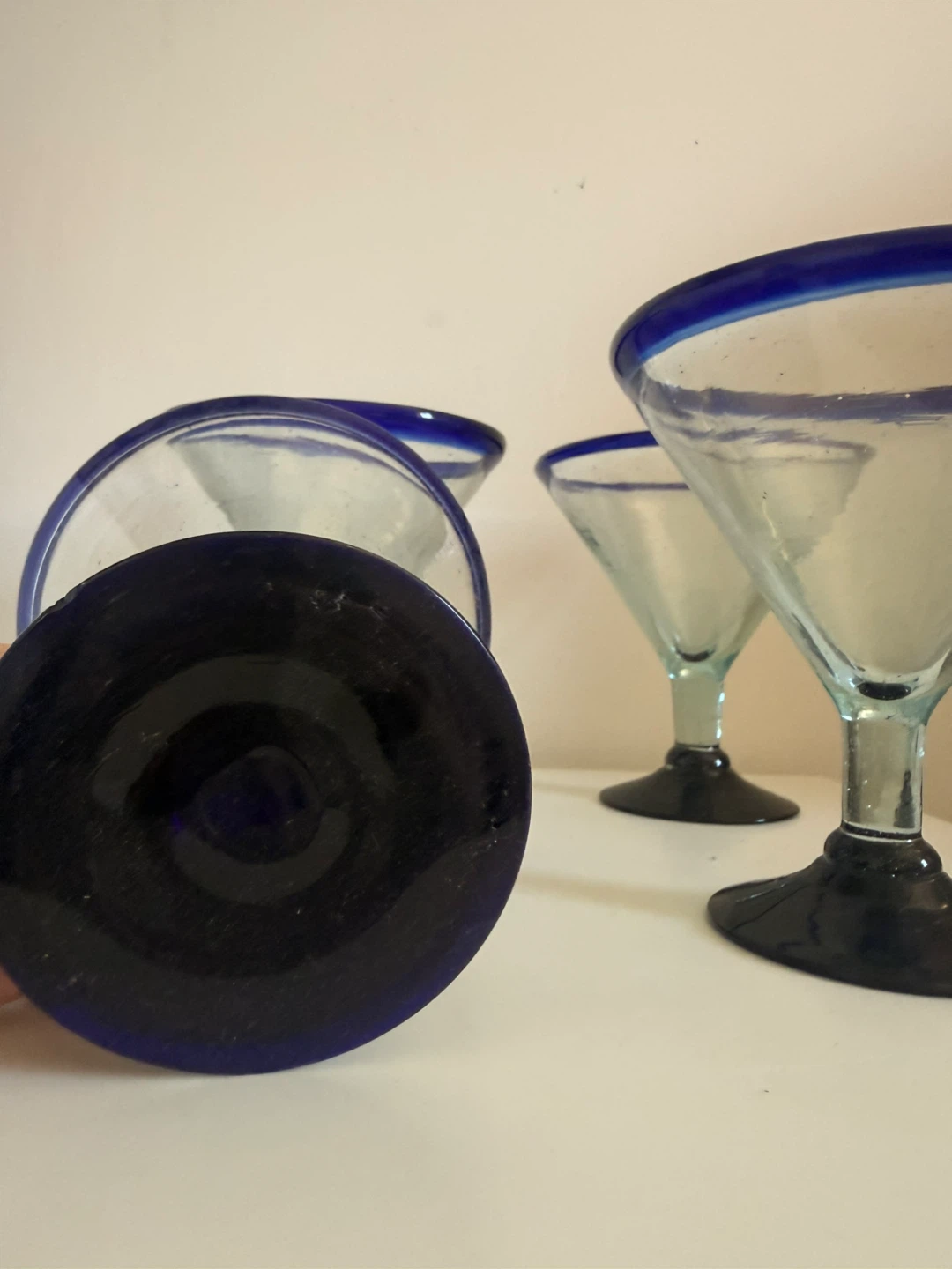 Set of 4 Blue Rim Margarita Glasses - photo 4