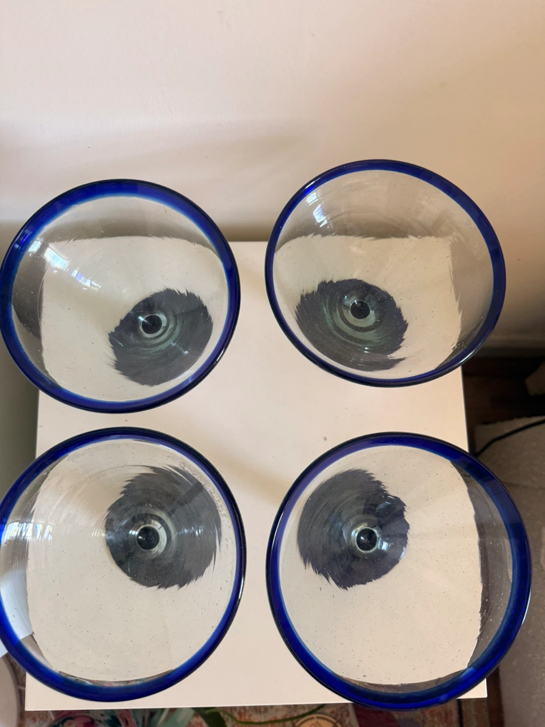 Set of 4 Blue Rim Margarita Glasses - photo 5