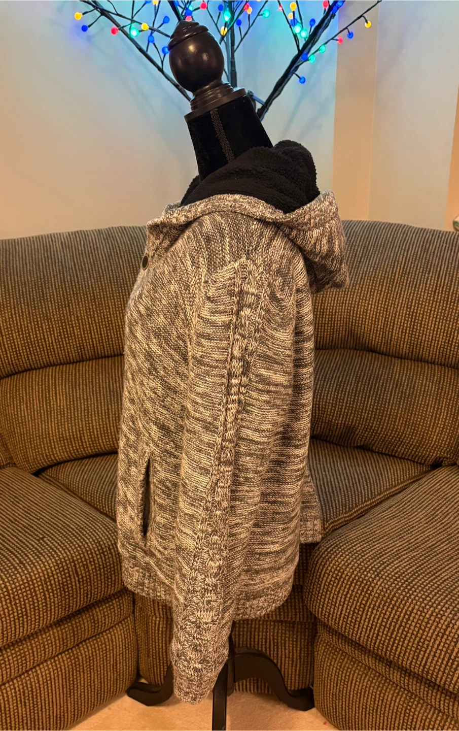 ✨✨Grey Marled Knit Hoodie Cardigan - photo 5