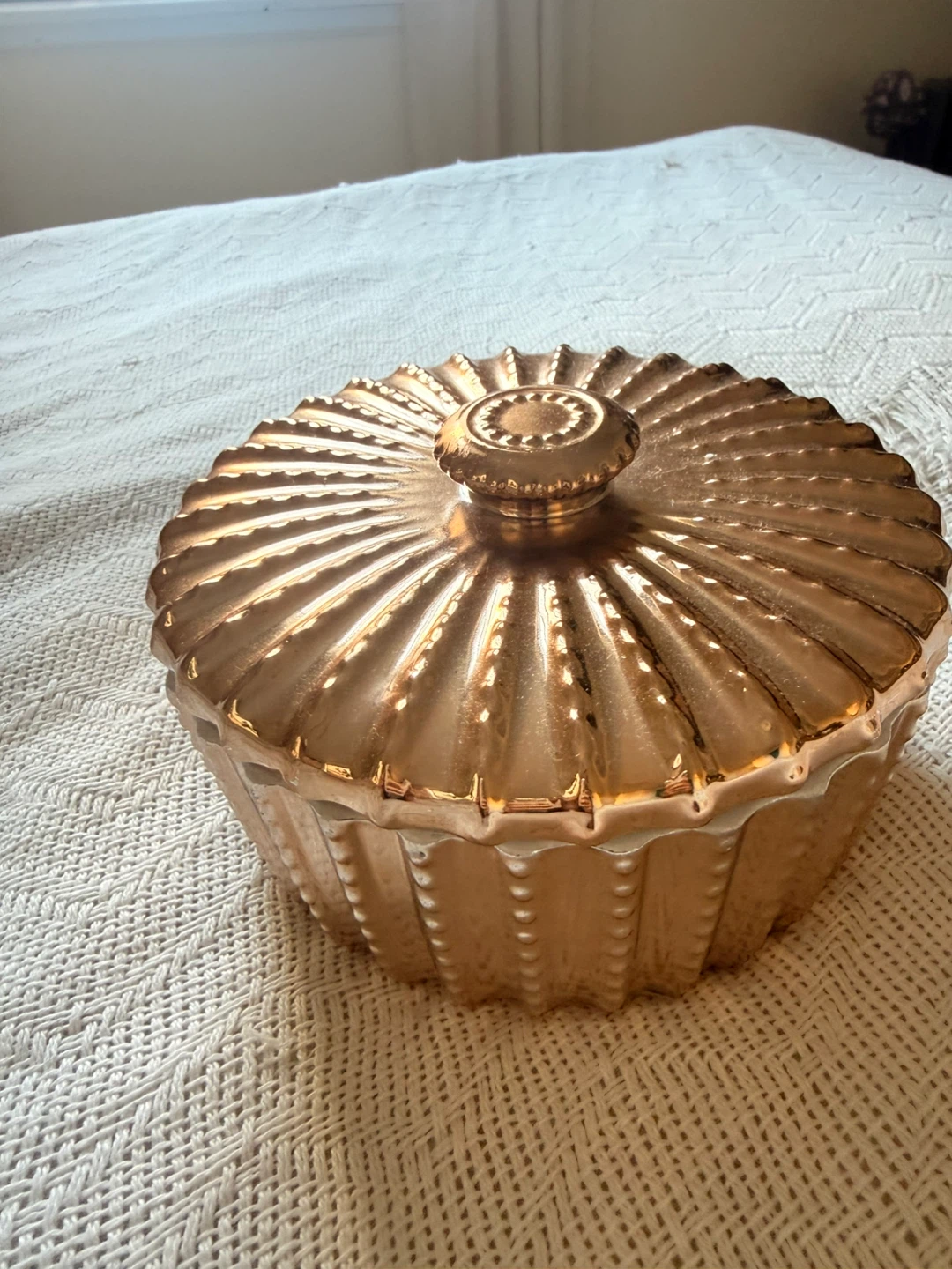 Decorative Rose Gold Glass Jar with Lid