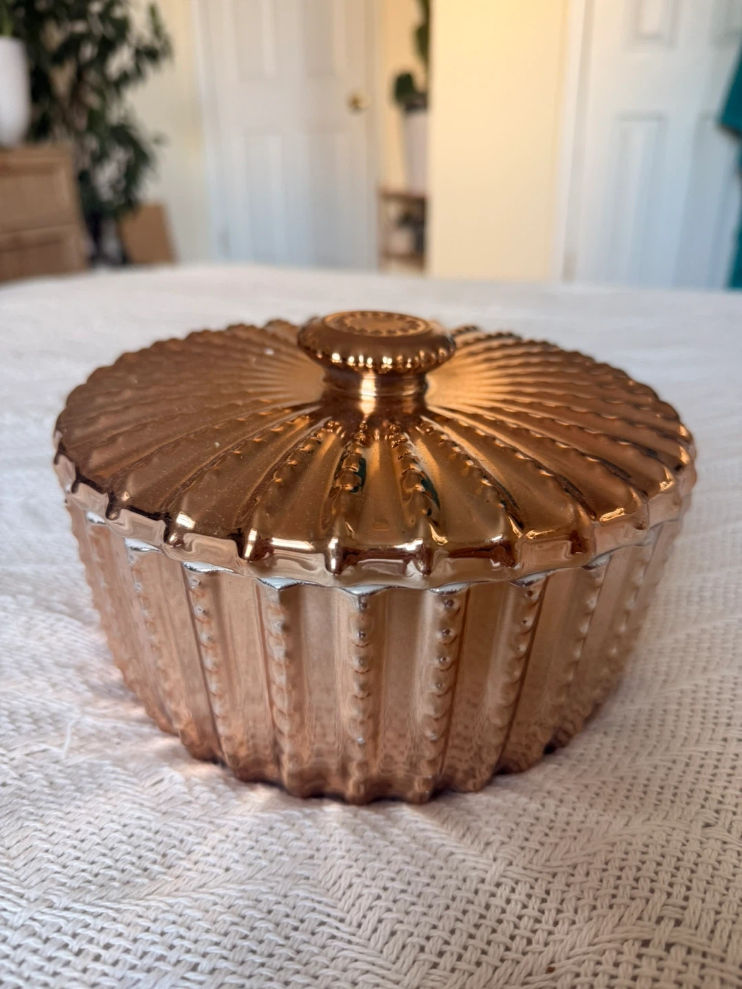 Decorative Rose Gold Glass Jar with Lid - photo 2