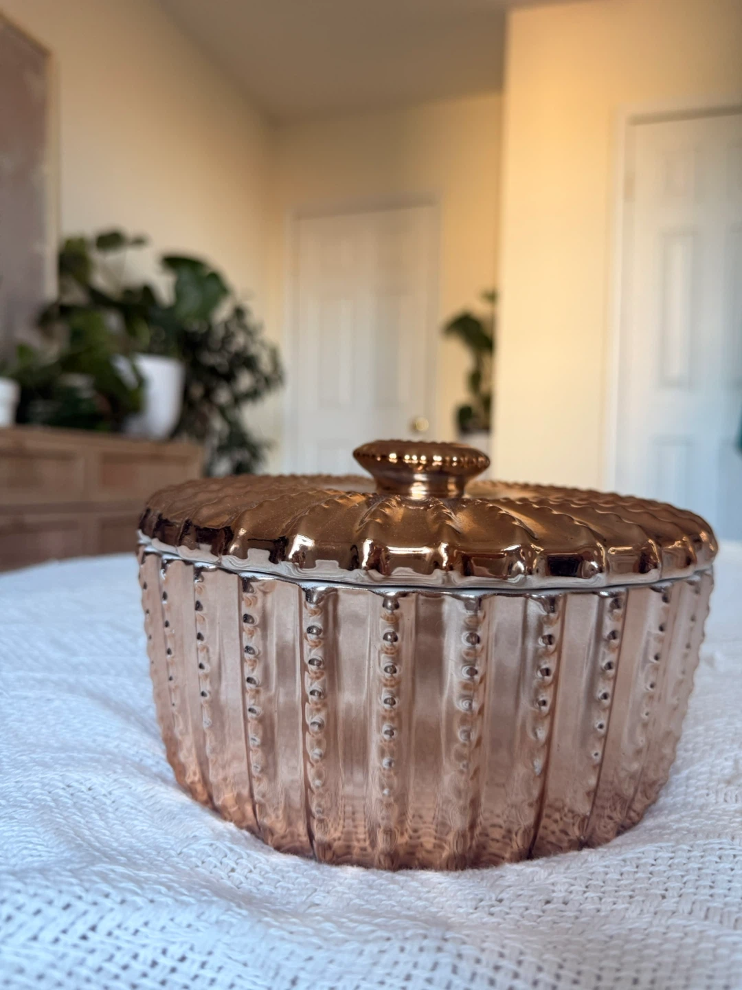 Decorative Rose Gold Glass Jar with Lid - photo 5