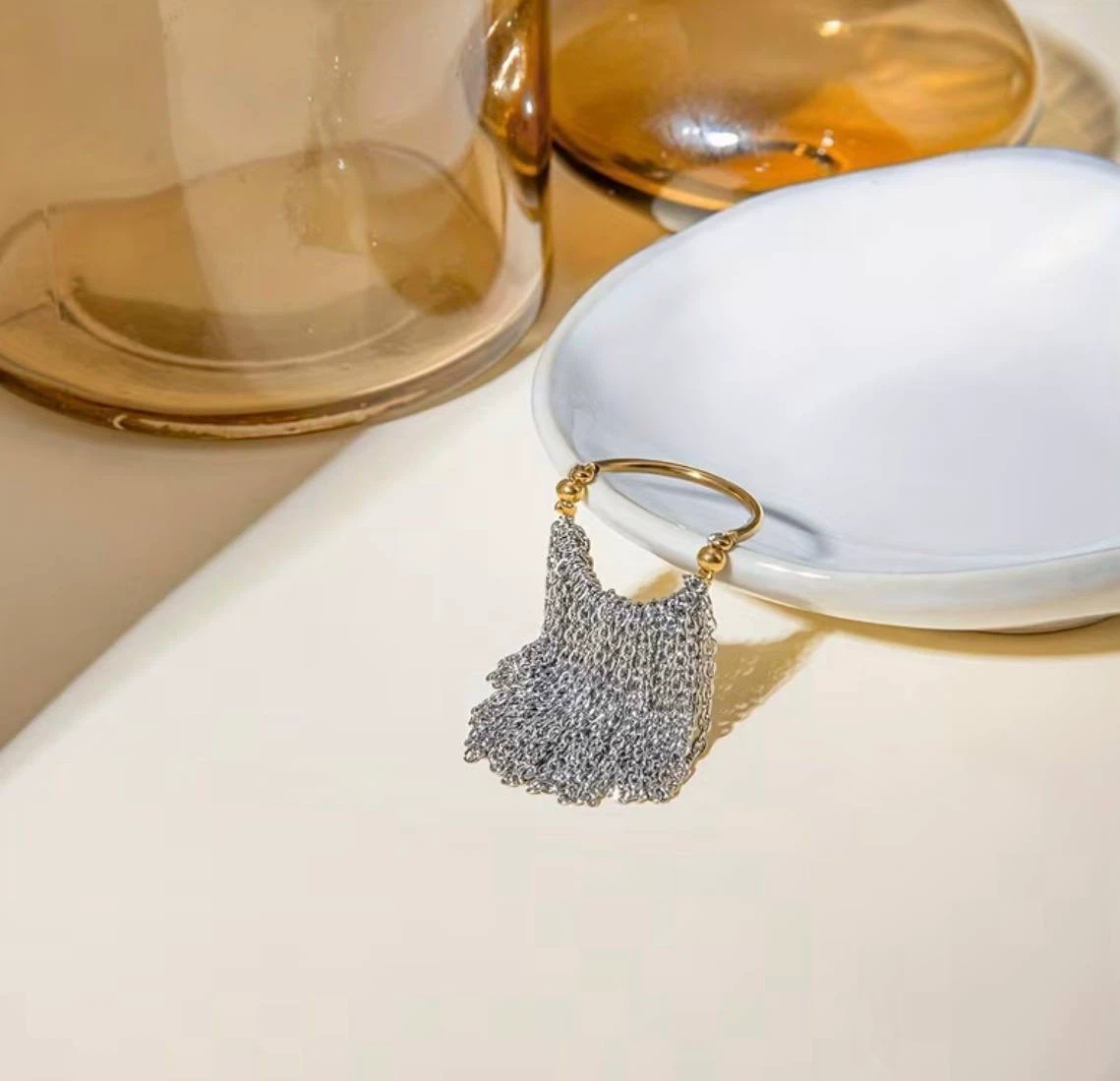 Gold & Silver Chain Fringe Ring - photo 5