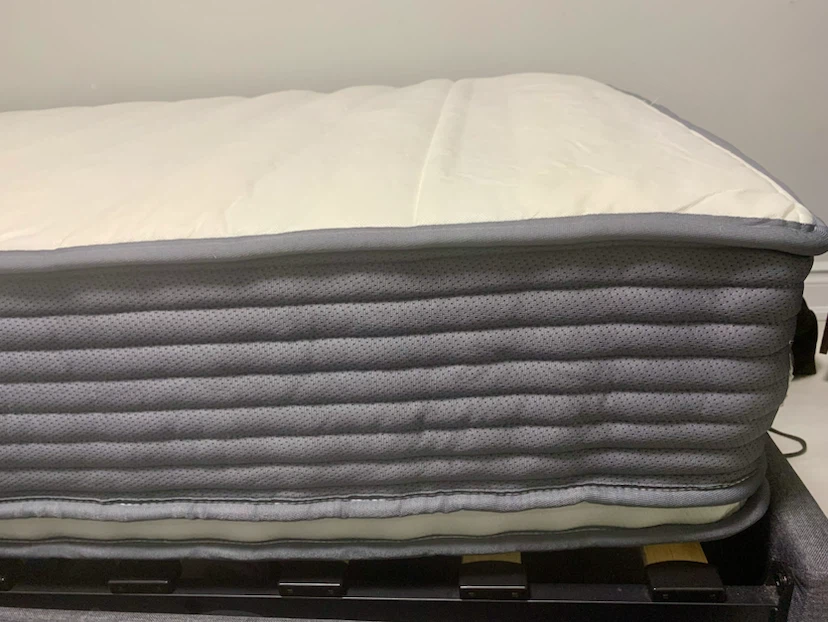 Grey Upholstered Twin Bed Frame with Mattress - photo 3