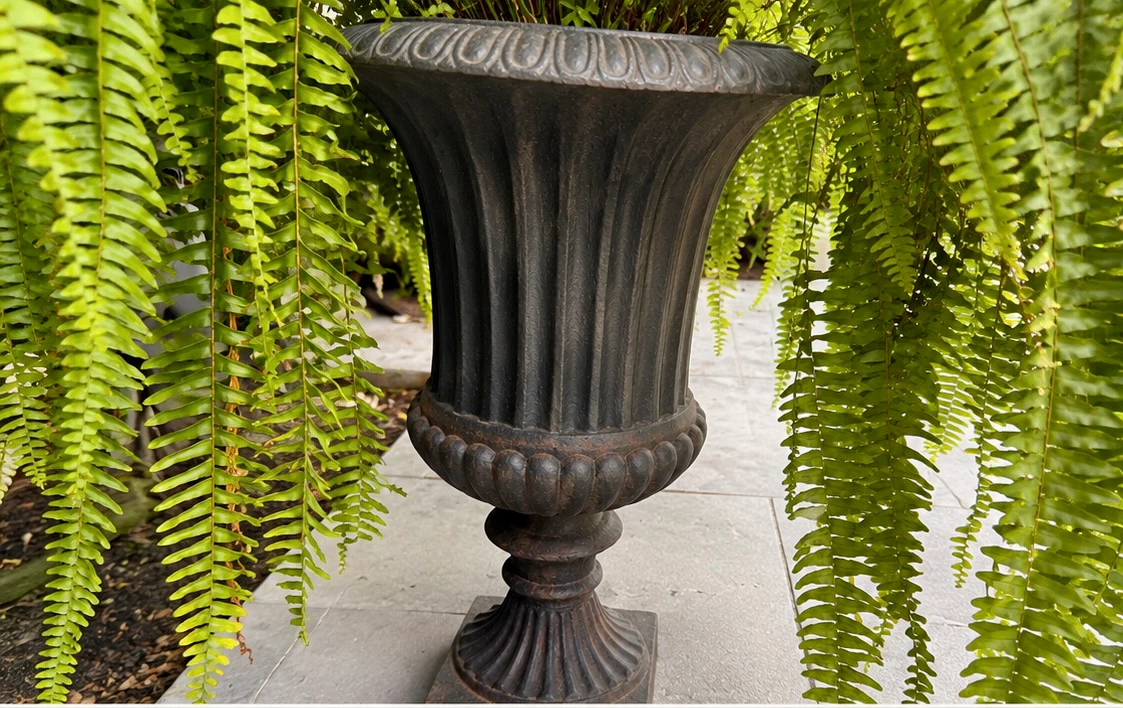 Cast Iron Garden Urns (set of 2)
