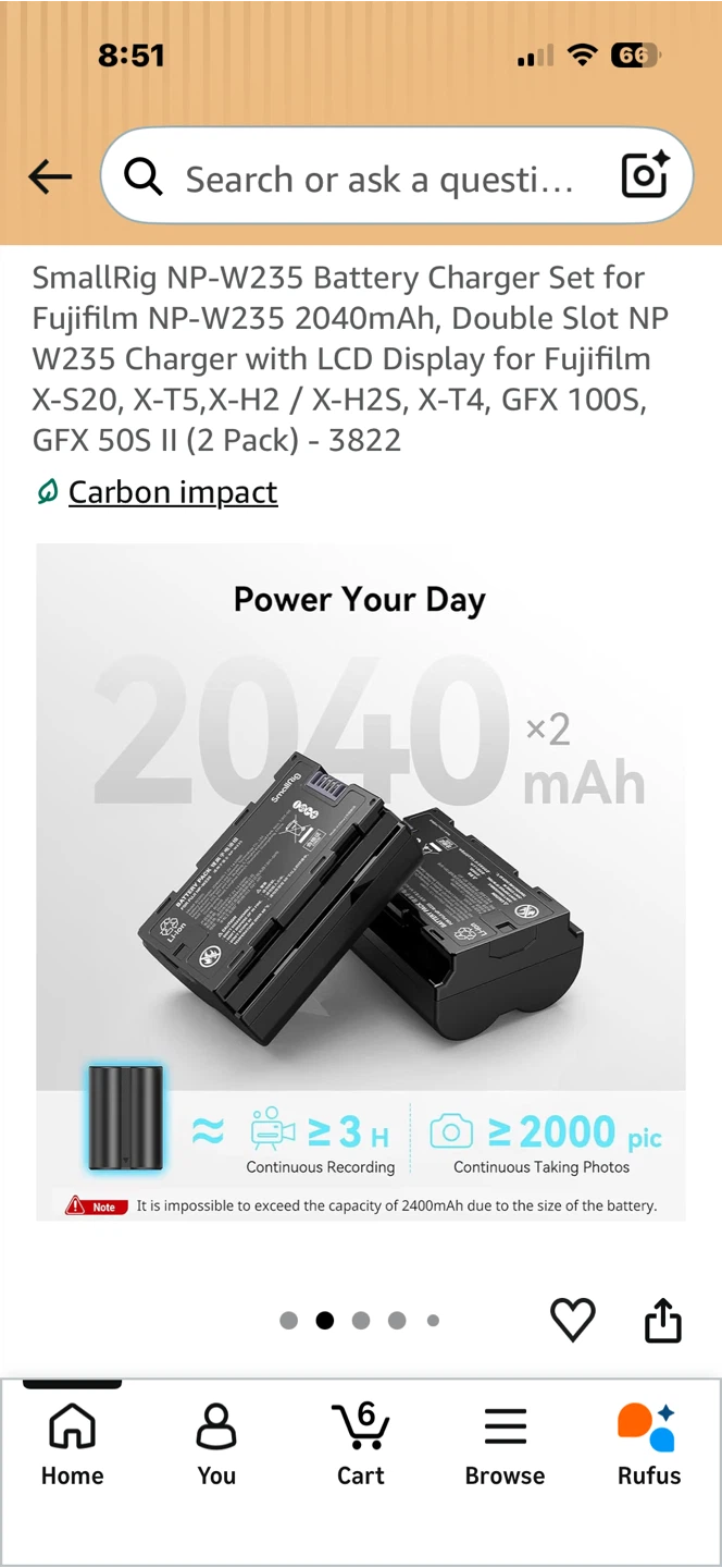 SmallRig NP-W235 Battery Charger Set with 2 Batteries - photo 3