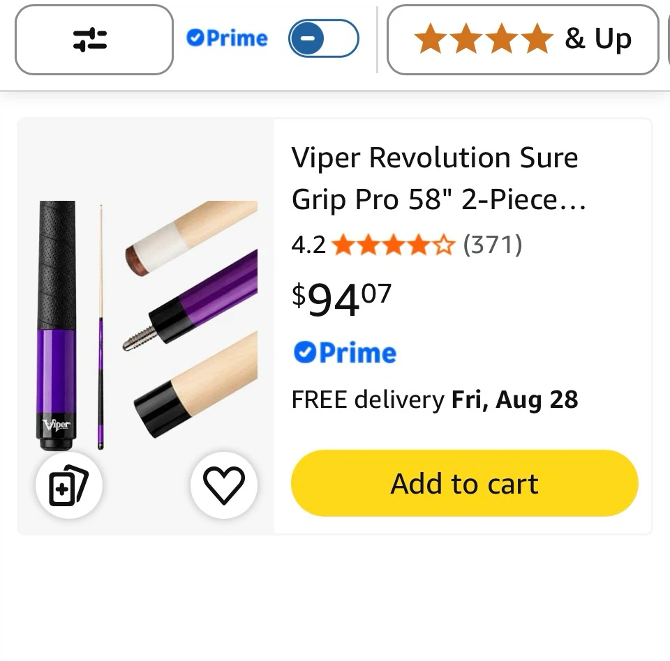 Viper Revolution Sure Grip Pro 58" 2-Piece Pool Cue