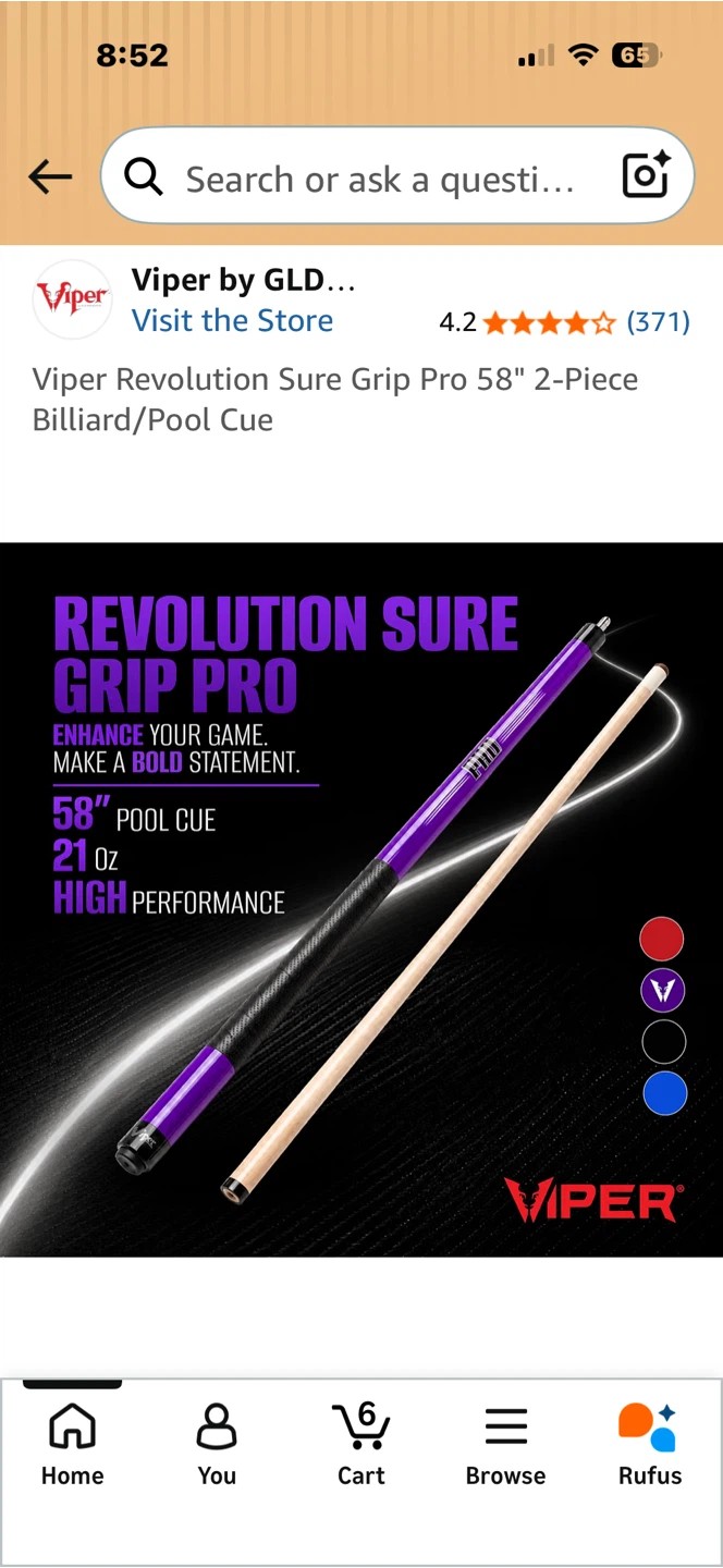 Viper Revolution Sure Grip Pro 58" 2-Piece Pool Cue - photo 3