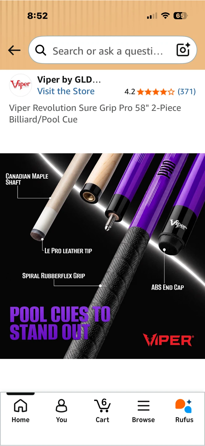 Viper Revolution Sure Grip Pro 58" 2-Piece Pool Cue - photo 4
