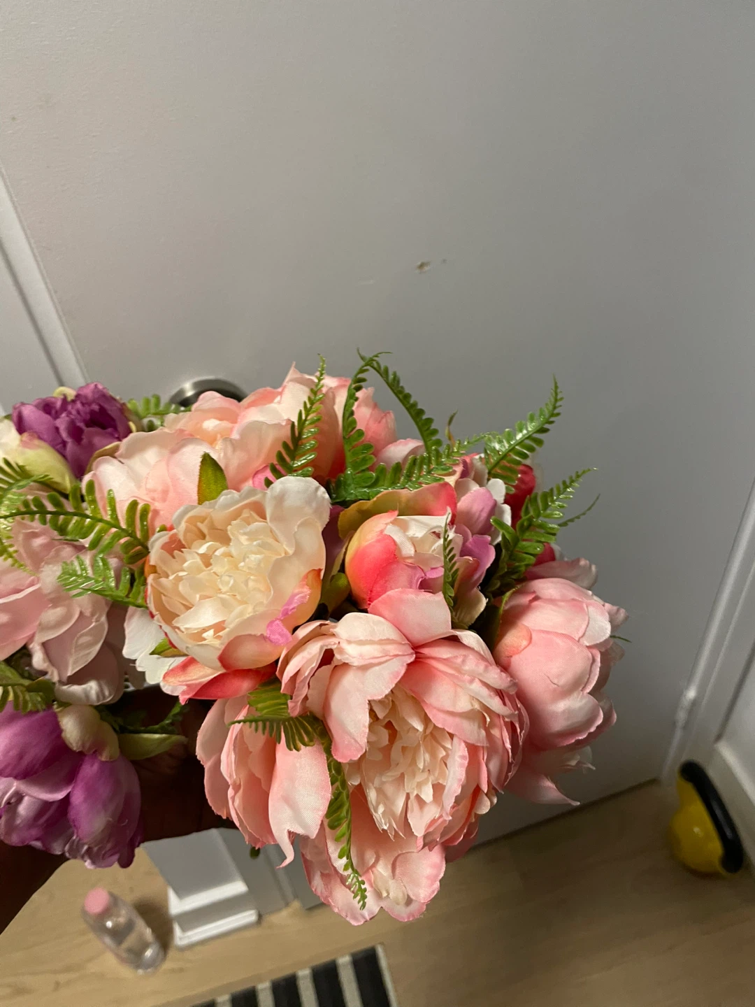 2 Artificial Flower Bouquet - Pink & Purple