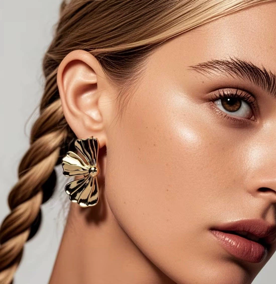 Gold Bloom Flower Stud Earrings