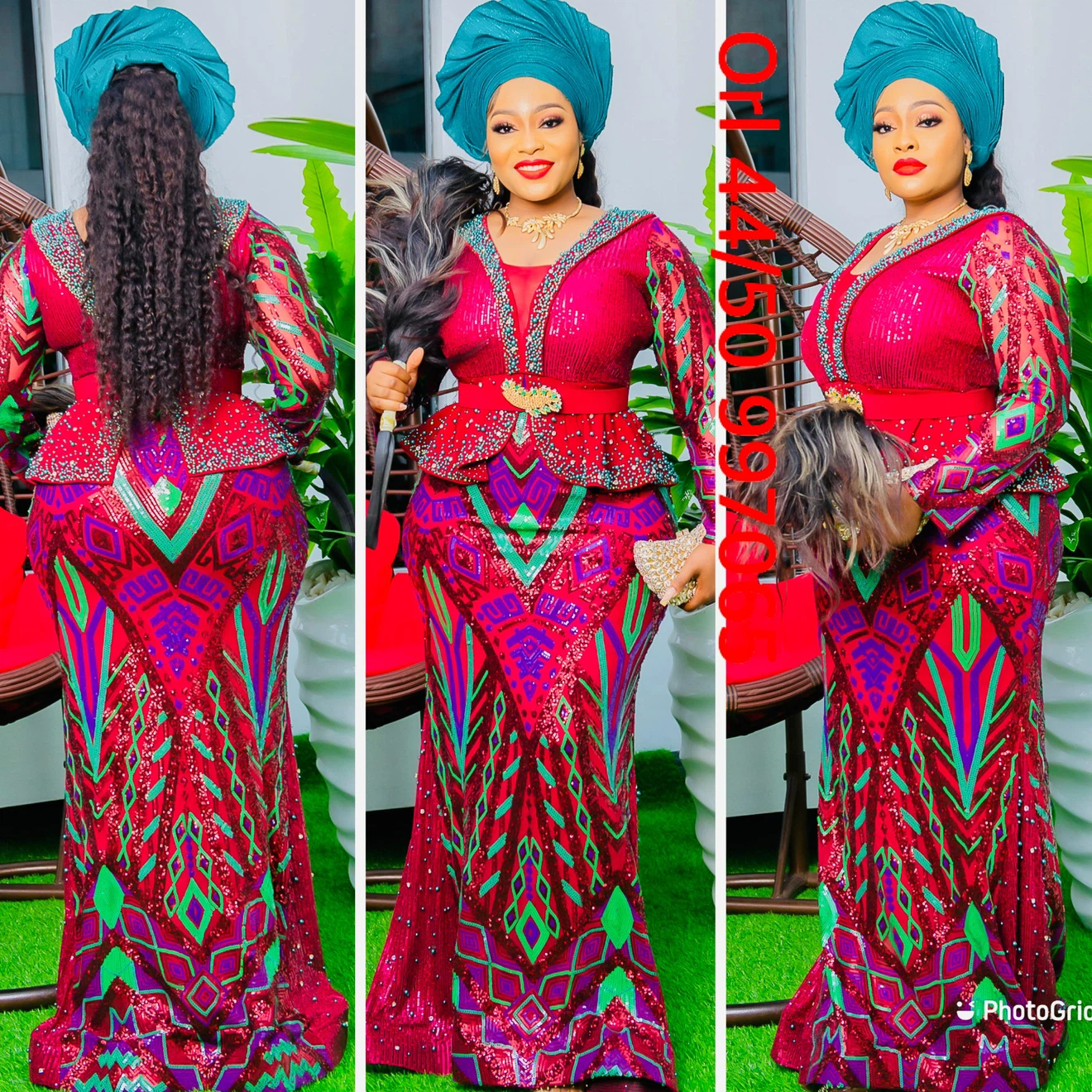 Women's Sequin Dress and Headwrap Set
