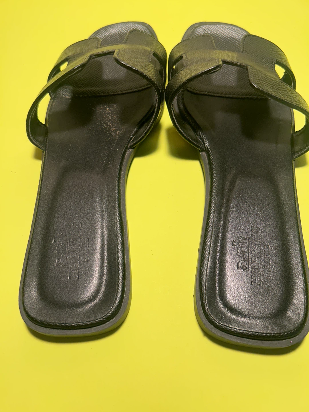 Black Hermes Slides - Size 39 - photo 2