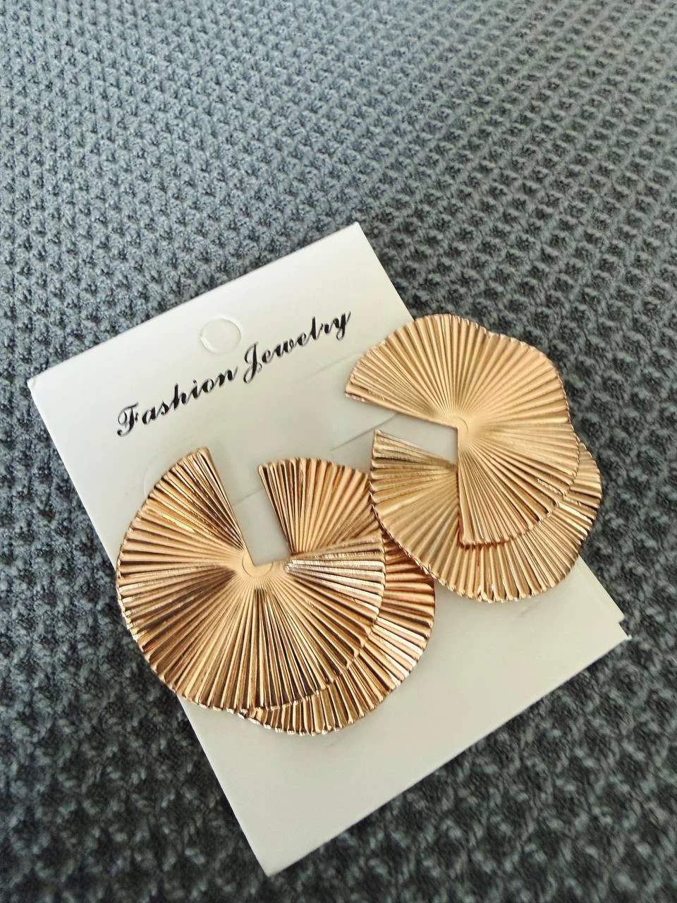 Gold Layered Fan Petal Earrings - photo 2