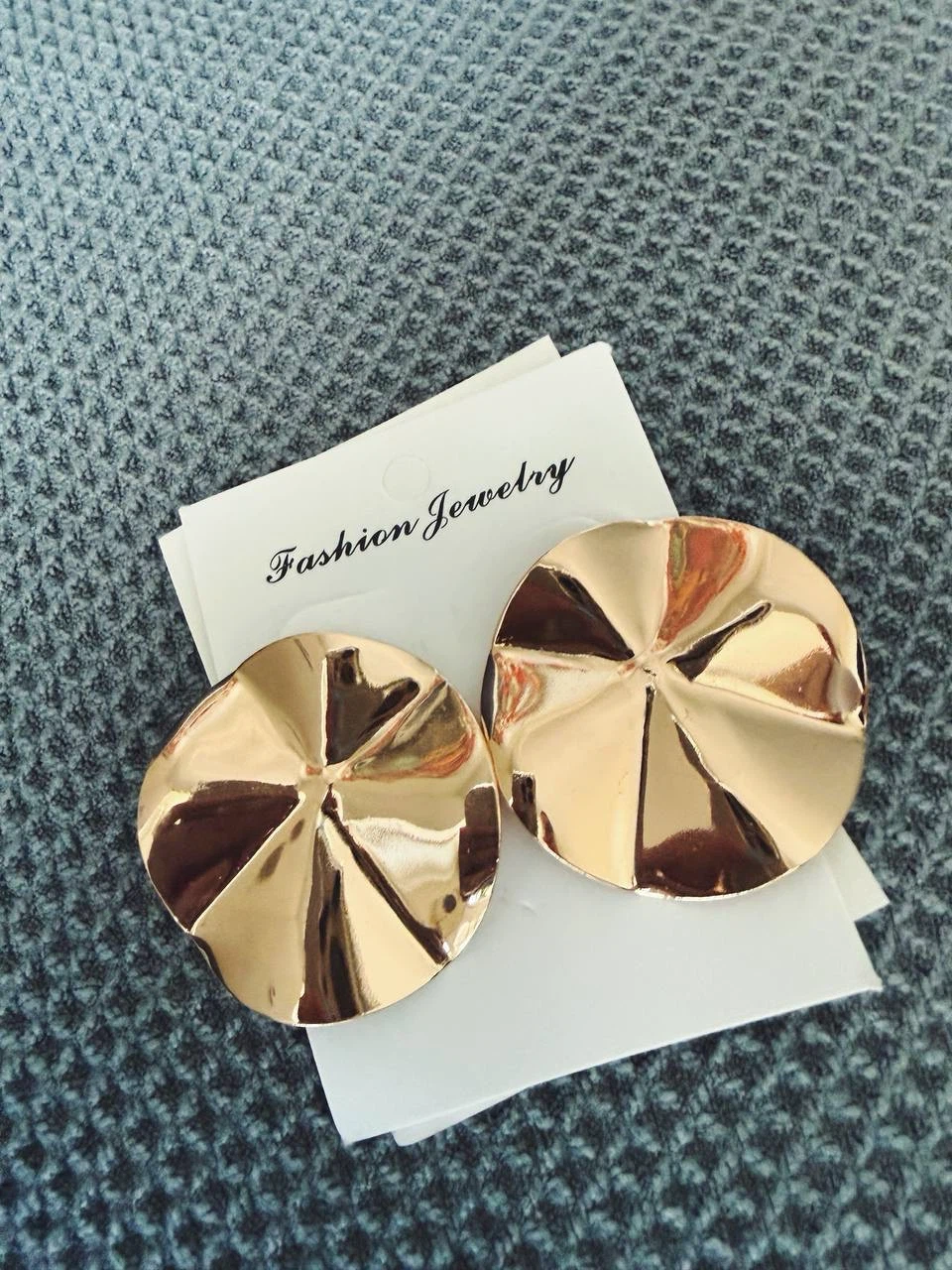 Gold Sunburst Disc Stud Earrings