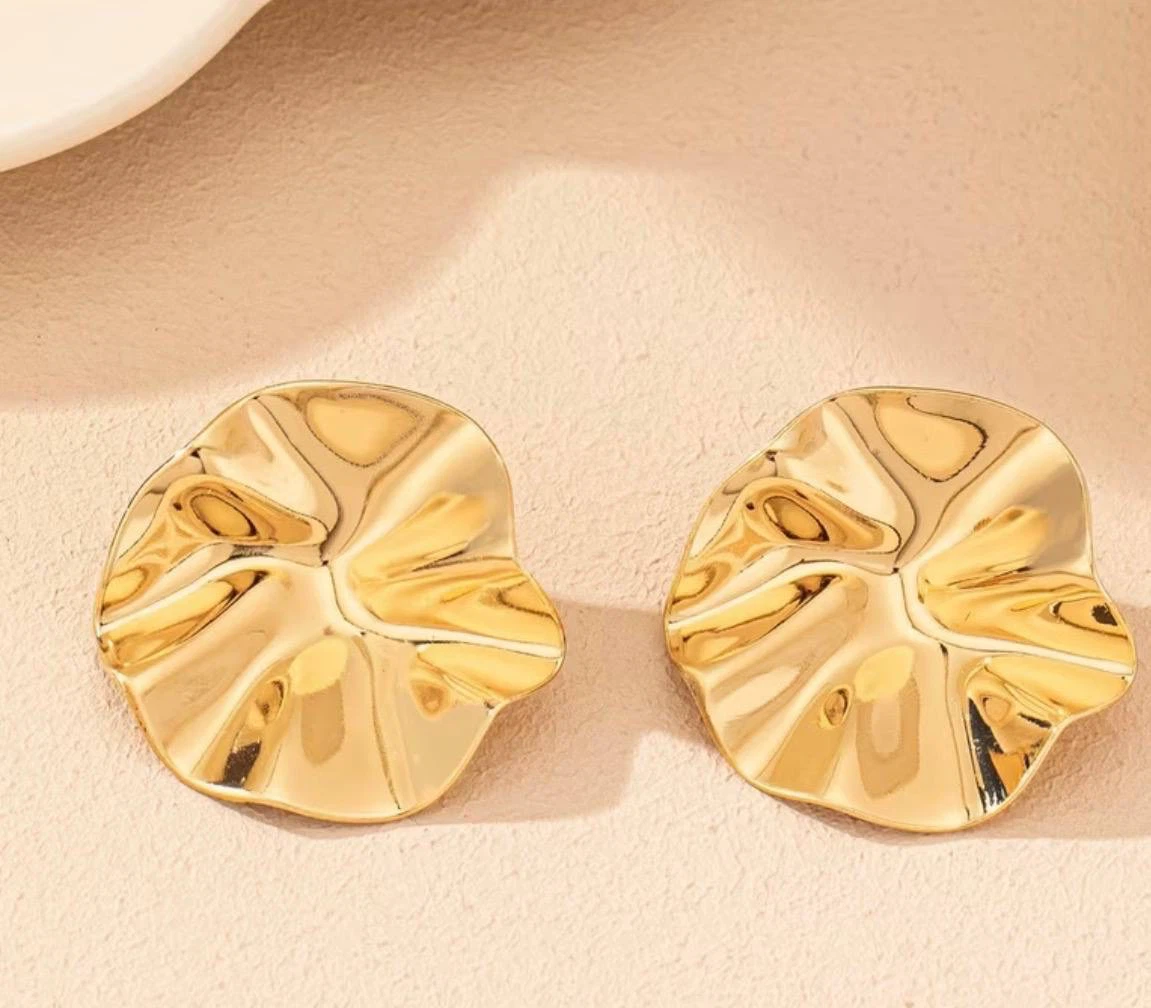 Gold Sunburst Disc Stud Earrings - photo 3