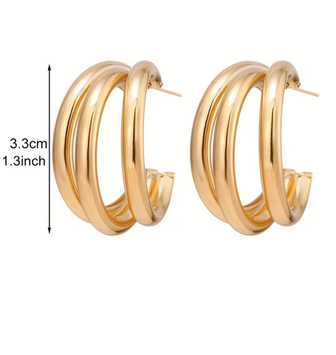 Golden Trio Statement Earring Set - photo 2