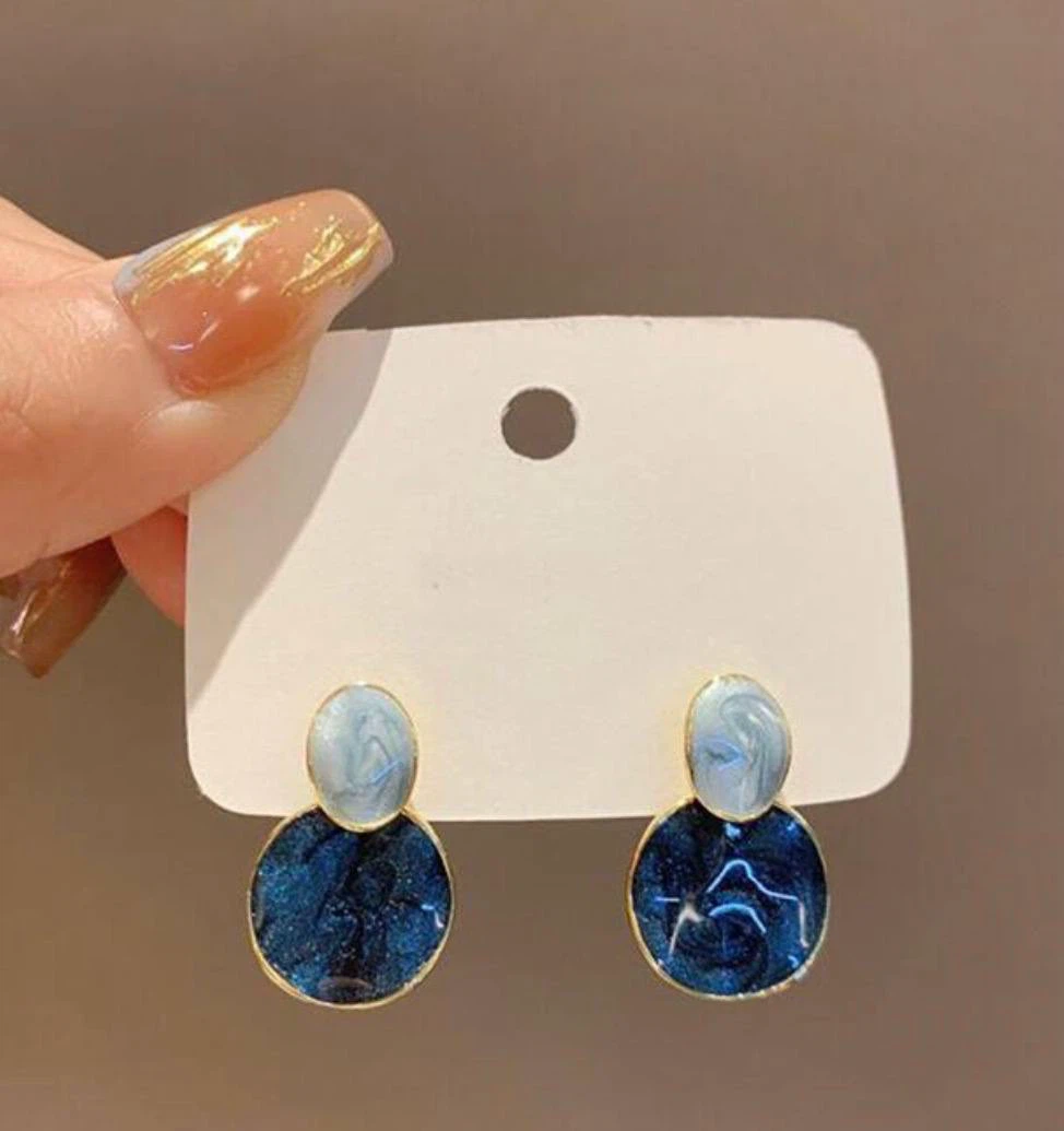 Blue marble drop earrings - photo 5