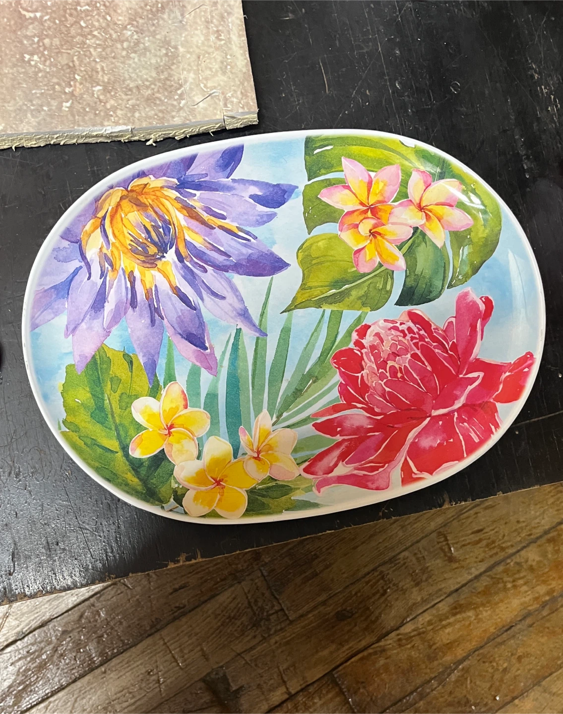 Tropical Floral Oval Platter