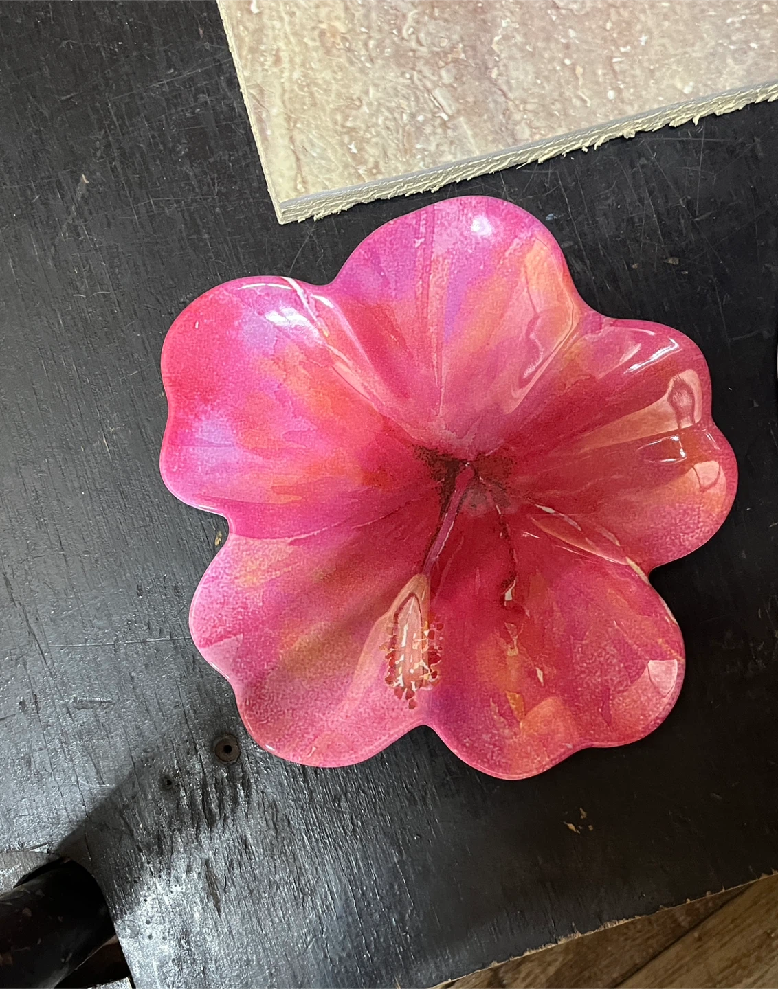 Pink Hibiscus Flower Dish