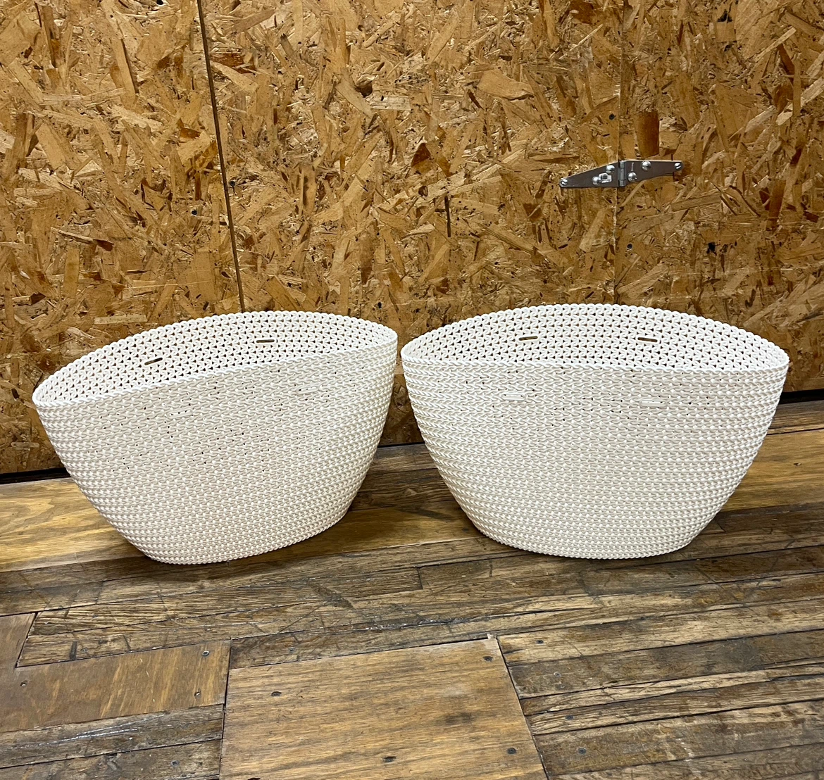 Set of 2 CURVER White Woven Flexible Baskets