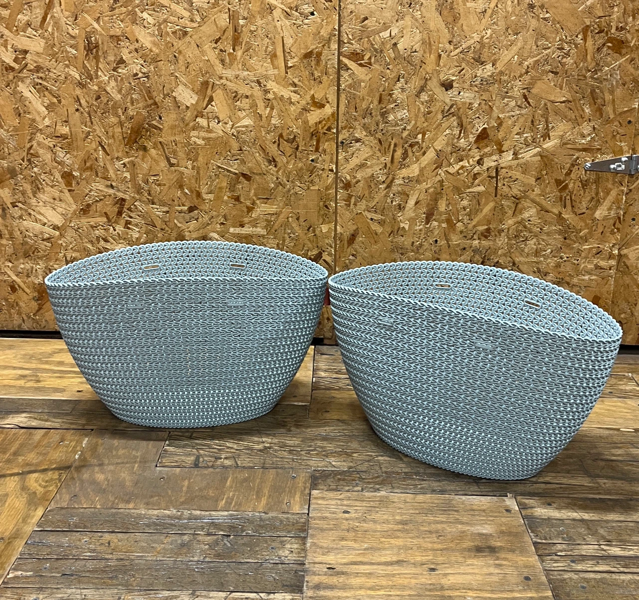 Set of 2 Light Blue CURVER Woven FLEXIBLE Baskets