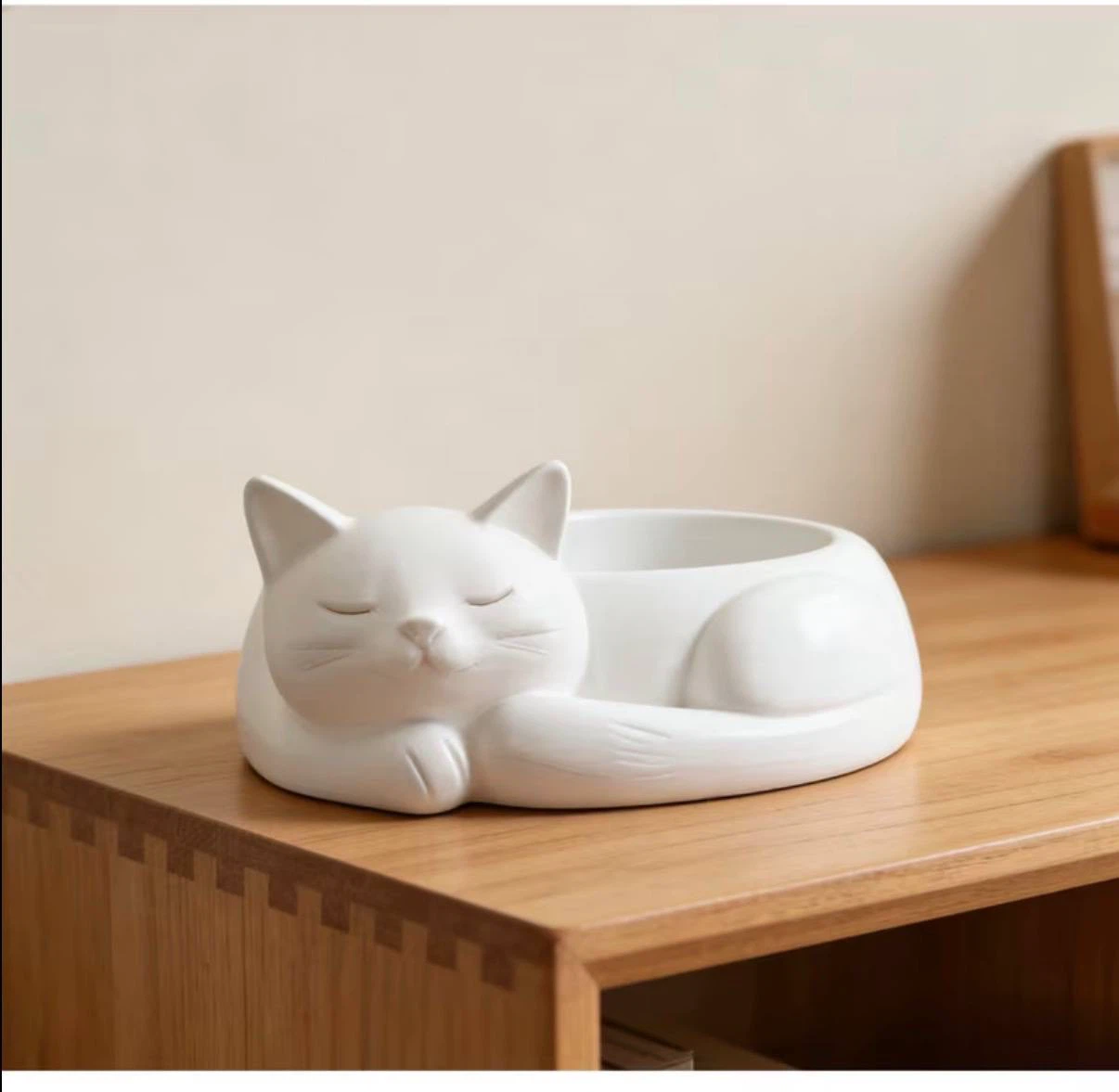 White Sleeping Cat Jewelry & Storage Tray - photo 2