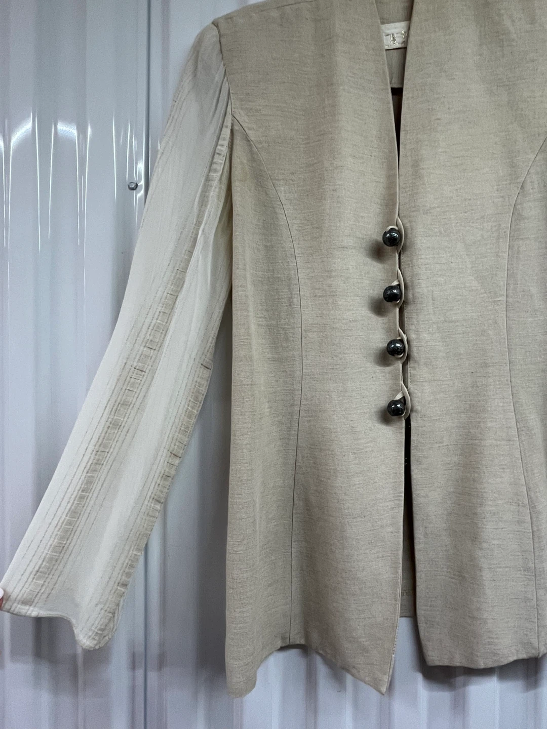 Cache Cache beige linen blend long sleeve blazer - photo 2