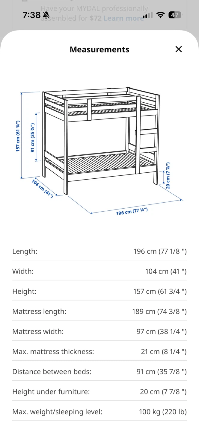 IKEA MYDAL Bunk Bed Frame - White - photo 4