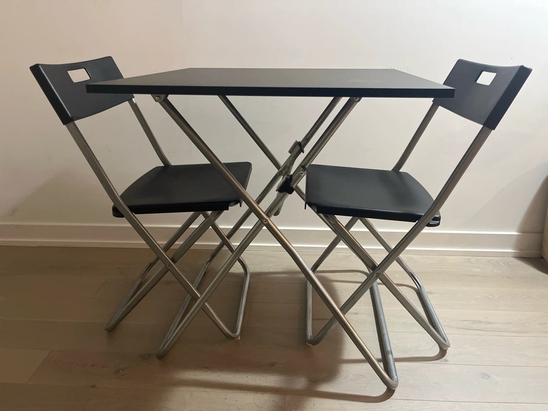 Black Folding Table and Chairs Set